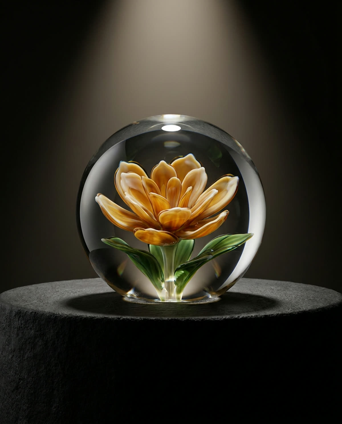 Amber Bloom, glass paperweight (concept render)